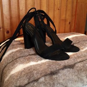Lace Up Black Heels